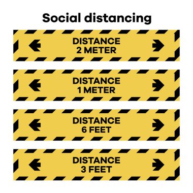 Vektör çizimi. Mesafeyi koru. Sosyal uzaklık. Çin Coronavirüs COVID-19 Karantina. Salgın Çin virüsü enfeksiyon riskini ve hastalık önleme önlemlerini azaltıyor. Sağlık hizmetleri kavramını koru
