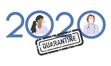 2020 yıllık karantina Coronavirüs salgını COVID-19 Tehlike 2019-nCoV grip salgınları maske takıyor. Dünya çapında enfeksiyon tehdidi. Sağlık Riski Dur