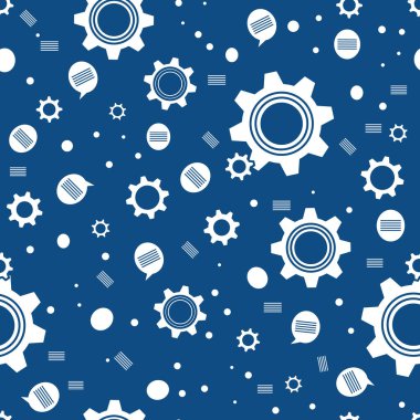Vektör endüstrisi kusursuz desenli, dişli, dişli çarklı çizim. Mekanik arka plan. Takım çalışması, iletişim konsepti. Mühendislik geliştirme. Tasarım ambalajı, kumaş, baskı