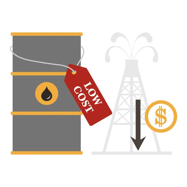Vektor Illustration Oljeprissänkning Petroleumindustrin Ekonomisk Kris Prisnedgång Till Negativt Värde — Stock vektor
