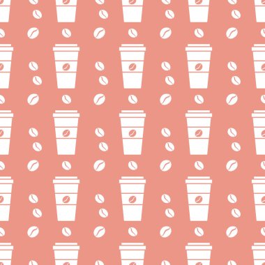 Kusursuz kahve kalıbı. Kağıt kahve fincanlarıyla arka plan tekrarı. - Günaydın. Götürün. Kafe, bistro, bar menü kartı. Paket, tekstil ve baskı için yiyecek ve içecek tasarımı