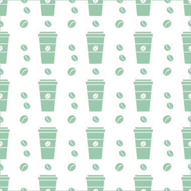 Kusursuz kahve kalıbı. Kağıt kahve fincanlarıyla arka plan tekrarı. - Günaydın. Götürün. Kafe, bistro, bar menü kartı. Paket, tekstil ve baskı için yiyecek ve içecek tasarımı