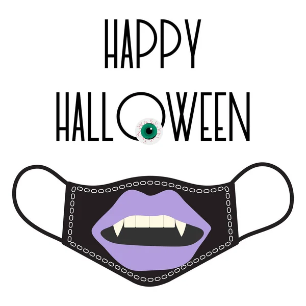 Vector Illustration Happy Halloween Halloween Party Halloween Mask Covid Medical — Stock Vector