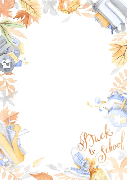 sonbahar yaprakları ve okul çantaları, el yazısı metin 