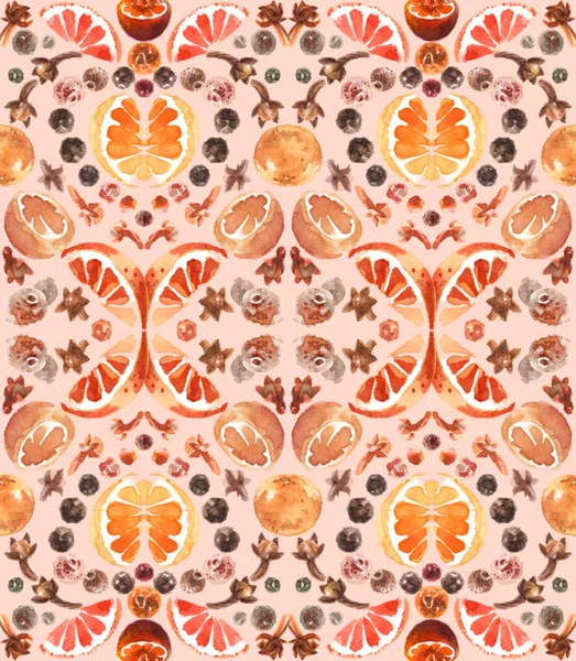 portakal ve baharat ile sulu boya Dikişsiz desen