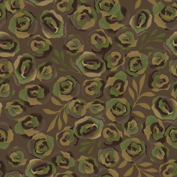 sorunsuz vektör desen ile gül, kamuflaj haki