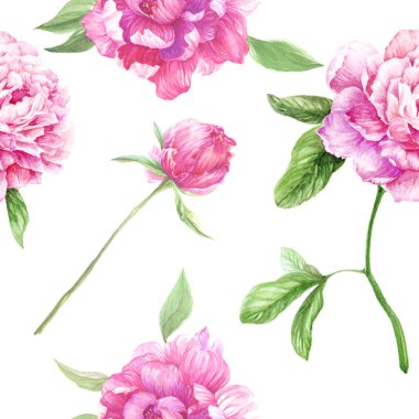 pembe şakayık ile suluboya dikişsiz desen