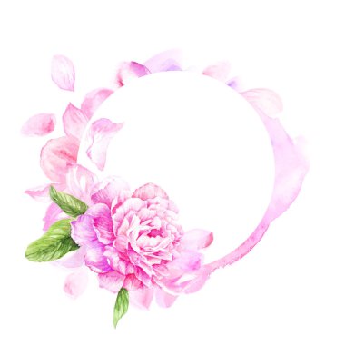 şakayık, çerçeve, şakayık yaprakları nın kenarlığı ile suluboya illüstrasyon