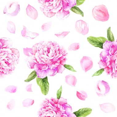 pembe şakayık ile suluboya dikişsiz desen