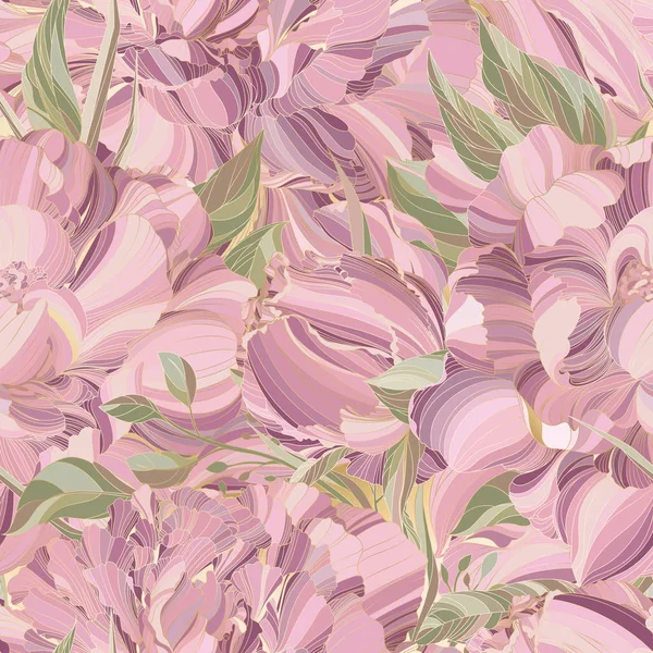 Seamless Vector Pattern Pink Peonies Royalty Free Stock Vectors