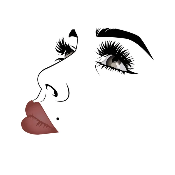 Belle Jeune Femme Visage Icône Vecteur Logo Cosmétique Maquillage Fille — Image vectorielle