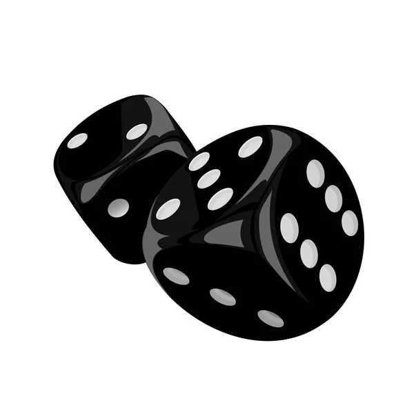 Dos Dados Realistas Negros Casino Concepto Plantilla Juego Vector Icono — Vector de stock