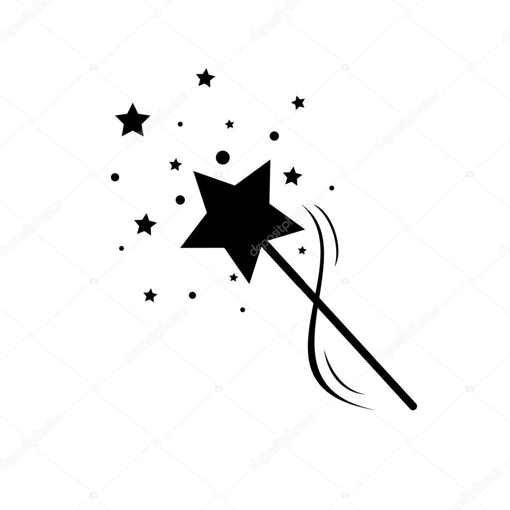 Varita Mágica Negra Con Vector Del Icono Las Estrellas Logotipo Vector de  stock por ©Asakura1102 198366994, image size:1024x1024