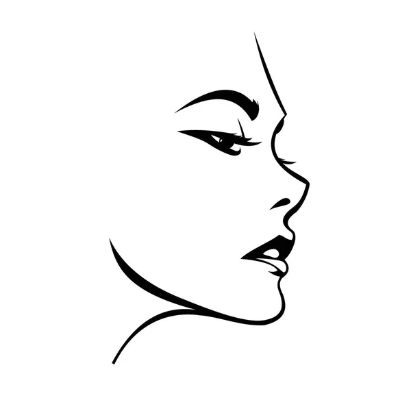 Schwarzes Frauengesicht Symbolvektor Hübsches Mädchenlogo Schönheitszeichen Porträtsilhouette — Stockvektor
