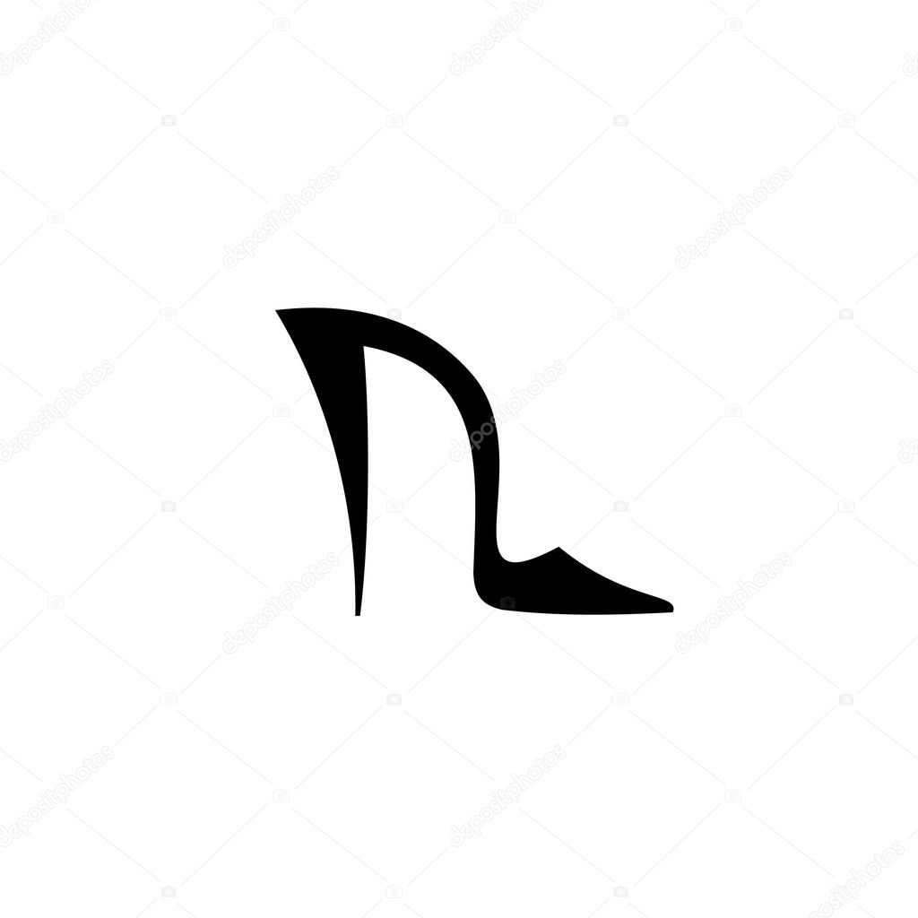 Creative black stylish female shoes with high heels icon vector, advertising of shoe shop sign, glamur logo