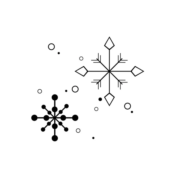 Negro Copos Nieve Icono Vetor Logo Congelado Signo Invierno — Vector de stock
