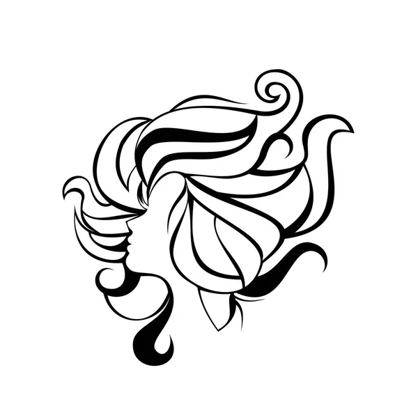 Beautiful Young Woman Curly Hair Icon Vector Pretty Girl Logo — Stock Vector