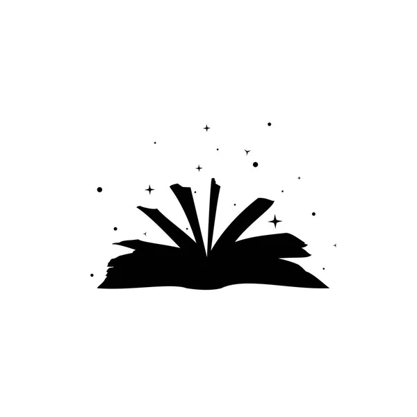 Livre Sorcellerie Magique Avec Des Sorts Entourés Étoiles Vecteur Symbole — Image vectorielle
