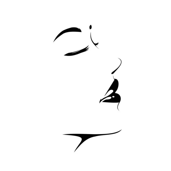 Mujer Negra Icono Cara Vector Logotipo Chica Bonita Signo Belleza — Vector de stock