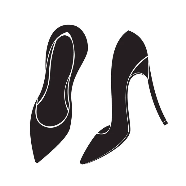 Icône Noire Paire Chaussures Talons Hauts Femme Mode Enseigne Logo — Image vectorielle