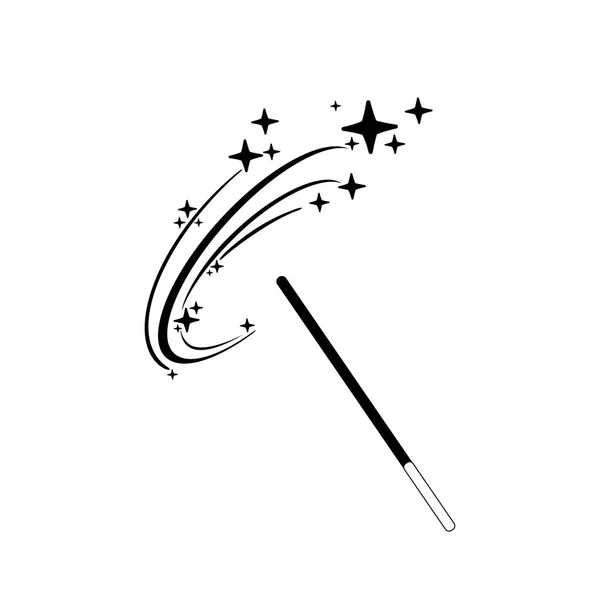 Simple black magic wand icon vector, magic stick logo, fairy tale sign, wizard symbol