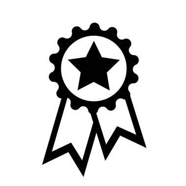 Siyah basit madalya simgesi, kazanan vektör, zafer işareti, lider sembolü