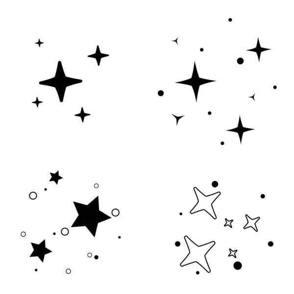 Conjunto Iconos Estrellas Dibujos Animados Textura Geométrica Brillante Colección Estrellas — Vector de stock