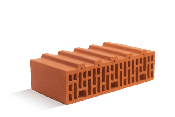 白い背景に赤レンガ レンガブロック 建設部門の新しい開発のセラミックブロック — ストック写真