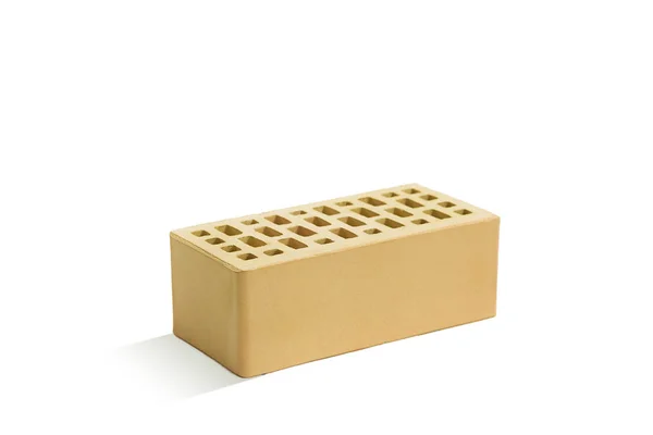Żółte Cegły Blok Cegła Białym Tle Ceramiczny Blok Nowy Rozwój — Zdjęcie stockowe