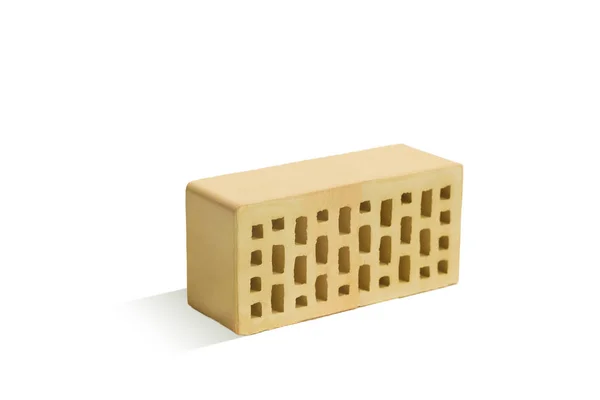 Żółte Cegły Blok Cegła Białym Tle Ceramiczny Blok Nowy Rozwój — Zdjęcie stockowe