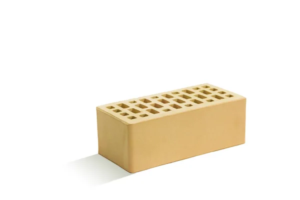 Žlutých Cihel Brick Block Bílém Pozadí Keramický Blok Nového Vývoje — Stock fotografie
