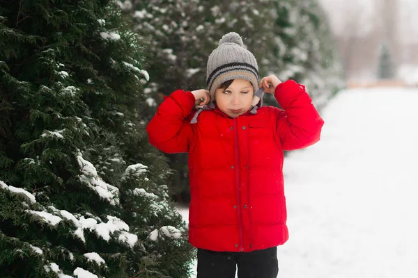 Kötü fotoğraf. Oğlan gözünü kırptın. Kötü kış fotoğraf.