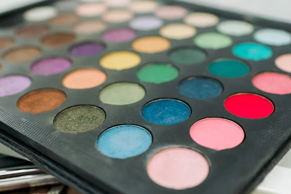 Makeup eyeshadow palette. Multicolored palette of shadows. Eyesh