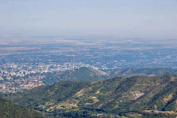 Almaty Vista Cidade Partir Topo Montanha — Fotografia de Stock