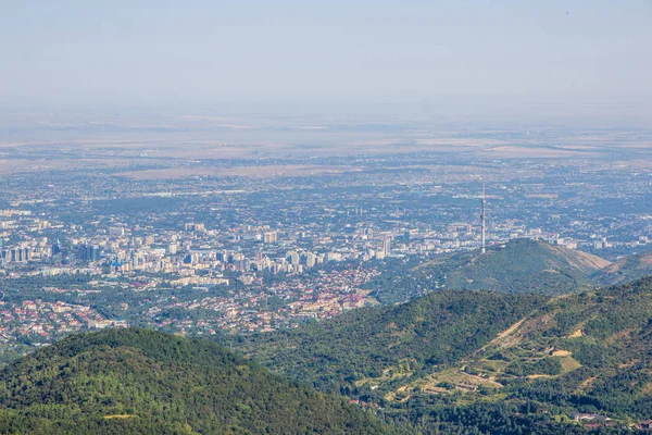 Almaty Vista Cidade Partir Topo Montanha — Fotografia de Stock