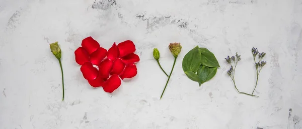 Amo Hecho Flores Pétalos Hojas — Foto de Stock