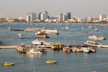 Pattaya şehrinin en iyi manzarası, Tayland. Pattaya 'nın panoramik görünümü