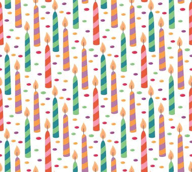 Pasta mumları ve renkli şekerlerle kusursuz desen. Parlak elementlerle doğum günü arkaplanı