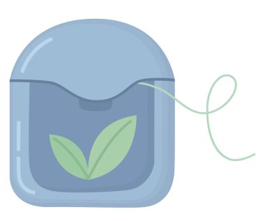 Beyaz üzerinde yaprak etiketi olan diş ipi. Oral sağlık ürünleri