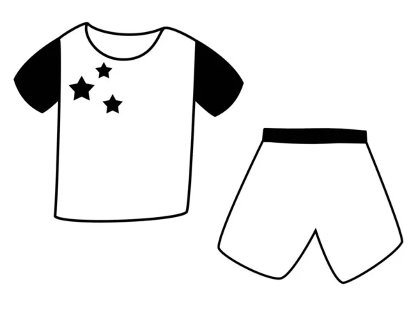 Tシャツ ショートパンツ 男の子 黒と白 — ストック写真