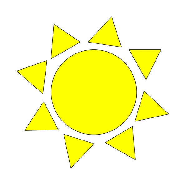 Beyaz Zemin Üzerinde Güneşin Grafik Geometrik Görüntüsü — Stok fotoğraf