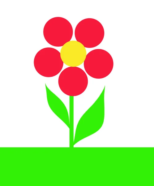 Графічне Зображення Однієї Червоної Квітки Стеблом Двома Листям — стокове фото