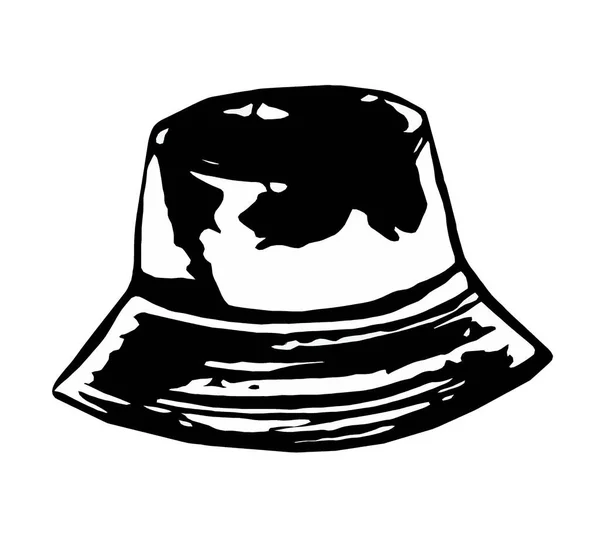Drawing Black White Panama Hat White Background — Stock Photo, Image