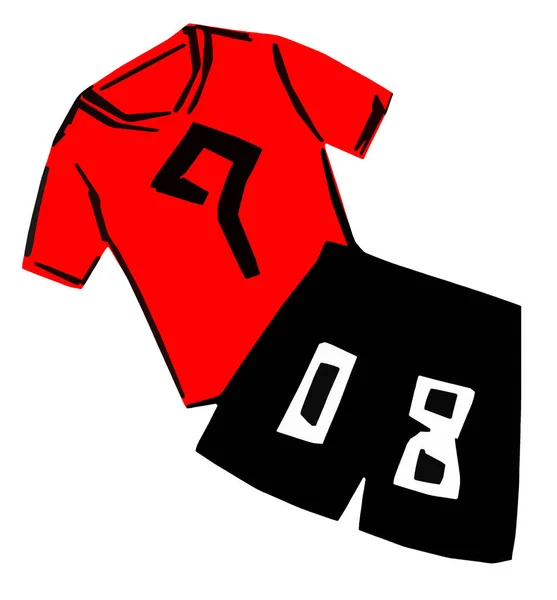 男孩穿的红色T恤和黑色短裤 — 图库照片