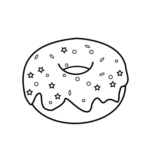 Imagem Contorno Donut Com Gelo Estrelas — Fotografia de Stock