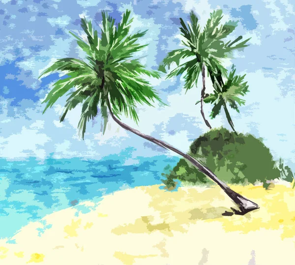 Фон Графическим Пляжем Пальмами — стоковое фото