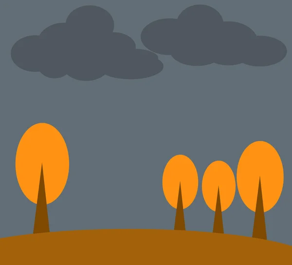 Hintergrund Der Den Herbst Mit Bewölktem Himmel Und Gelben Bäumen — Stockfoto