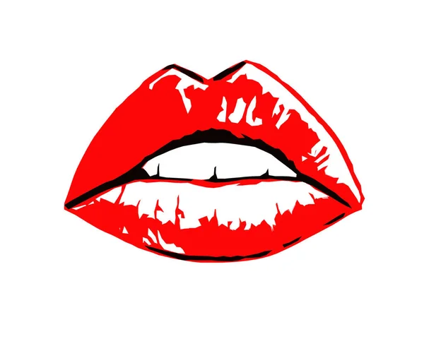 Weiblicher Mund Mit Roten Lippen Grafisches Bild Auf Weißem Hintergrund — Stockfoto