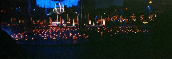 Velas Con Decoración Ligera Por Noche Para Celebrar Fin Año Fotos De Stock