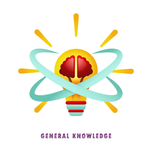 General knowledge. Thought-out idea. Light bulb with brain. Vector illustration. Flat. Gradient. — Stock Vector